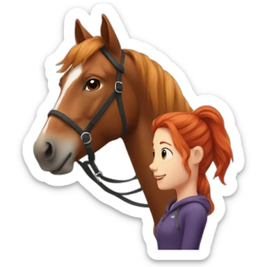 Horse with spots next to a red-haired girl sticker