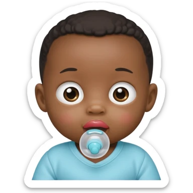 Black baby using pacifier blushing binky sticker