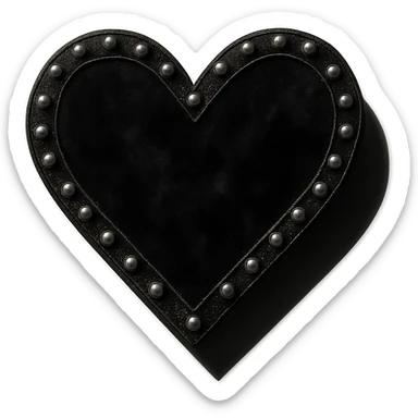 goth heart, black velvet texture, silver studs, dramatic shadows, no background sticker