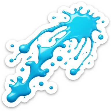 Glowing shiny Cyan blue paint splash splatter drip sticker