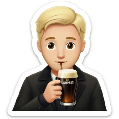 Blonde guy drinking a Guinness in a pub sticker