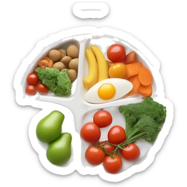 White Plate with sides of balanced healthy food  sticker