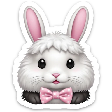 Fluffy rabbit with polka-dot pink bow tie sticker