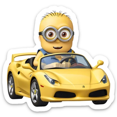 a minion driving a ferrari on pacific drive sticker