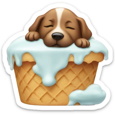 Dog sleeping on ice cream  sticker