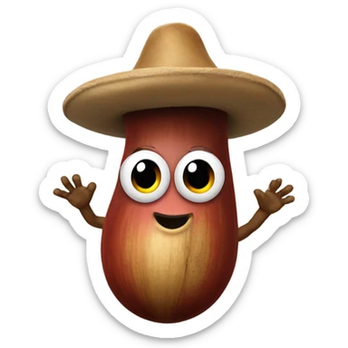 Dancing buckeye nut in scarlet hat sticker