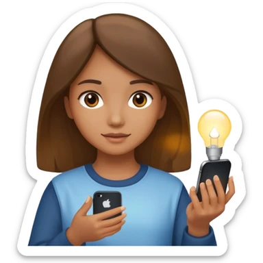 Young girl SMM with Iphone and light in hand sticker