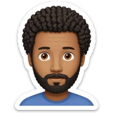 This is a cartoon-style avatar of a black man with curly black hair, a beard, and a calm expression  sticker
