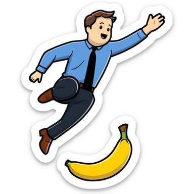 JD Vance stepping on a banana peel and falling backwards sticker