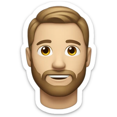 White male with mustage and beard short brown hair  sticker