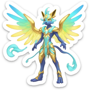 Anthro Sona Colorful Godly Celestial Shiny Fakemon Full Body sticker