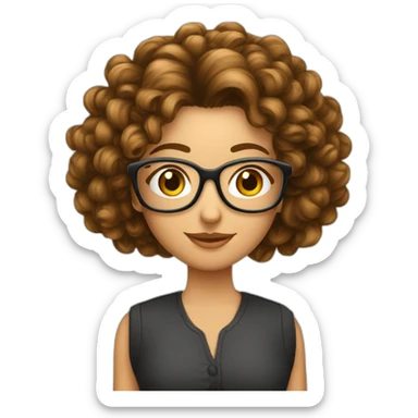 Fille cheveux long boucle châtain avec des lunette rectangulaire  sticker