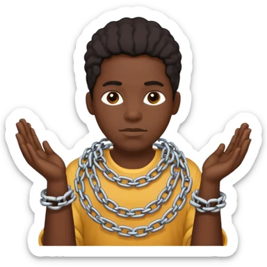 Black person with chains around his hands and cotton in his hands  sticker
