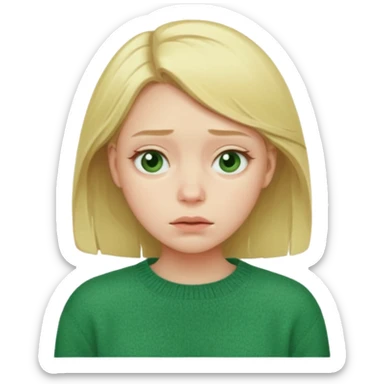 blonde girl has sore throat in green sweater sticker