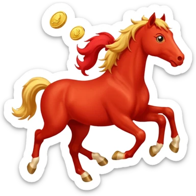 red horse and baby horse agressive running happiness money sticker