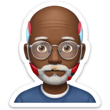 bald headed silver beard black man glasses sticker