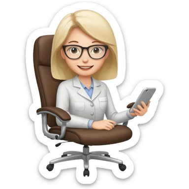 Feeling relaxed and happy at office for woman with a smile on face and with a calm attitude , aligned in a working chair sticker