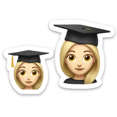 White skin female student with phd graduation hat sticker
