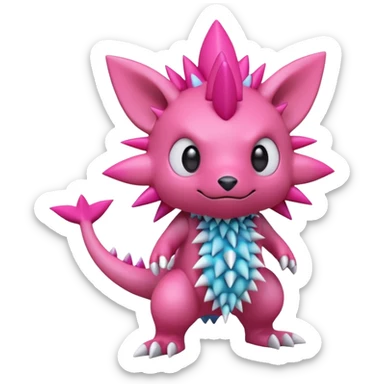A 3D CGI model of a randomly-colored edgy kawaii Fakémon-Pokémon-Digimon-Spectrobe-creature (full body) sticker