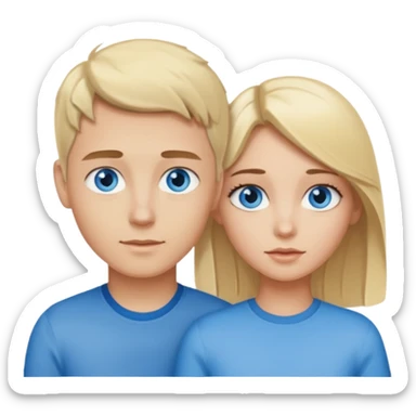 Blue eyes and blonde brunette hair oldest girl and blue eyes blond brunette hair youngest boy sticker