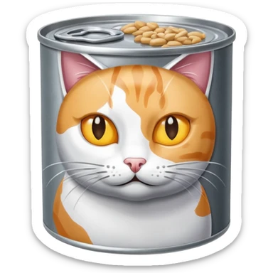 a flat round cat food can sticker