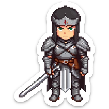 Guts from Berserk, black swordsman with massive sword, one eye, black armor, serious expression sticker