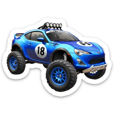 2013 scion fr-s ultramarine off road 4wd monster Baja dessert stadium racer number 86 with large shiny chromed wheels with wide long travel suspension  sticker