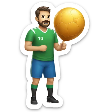 Homme Barbus avec un ballon de foot dans les mains  sticker
