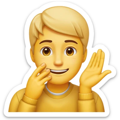  embarrassed: it's smiling awkwardly, scratching its temple with one hand, and looking away to the side. the style matches the soft, glossy look of Apple's classic yellow emojis. sticker