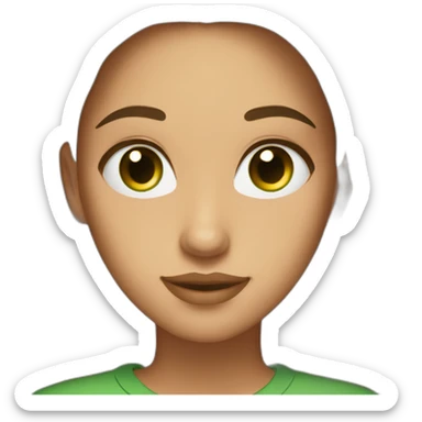 Cute girl with straight long brown hair, green eyes, gold earrings and a green shirt. She ist looking fabulous btw sticker
