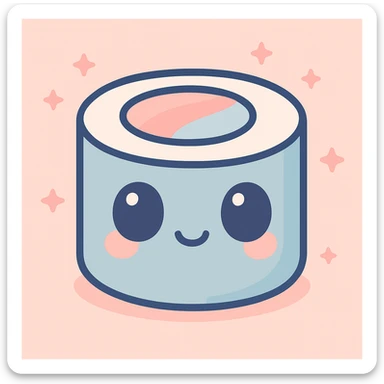 charming maki sushi, cute face, kawaii aesthetic, soft pinks and blues, rounded features sticker