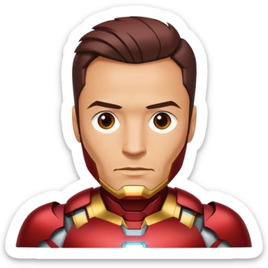 A man with gottee no beard or stash, modern hairstyle round face dressed as ironman sticker