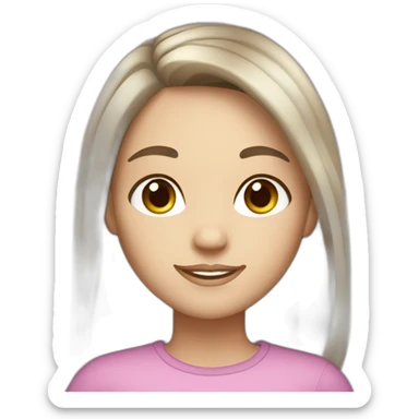 brunette girl with medium-length hair, white skin, freckles and brown eyes. sticker