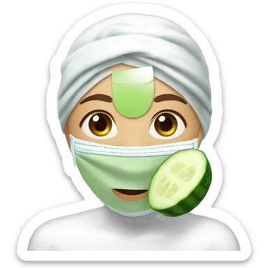 facial with face mask and cucumbers clean girl sticker