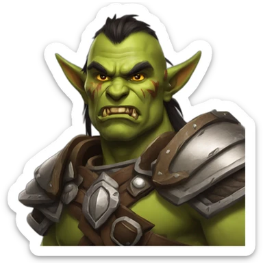 orc male warrior from world of warcraft with thunderfury sticker