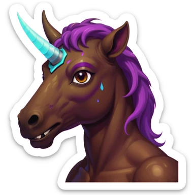 synthwave aesthetic brilliant divine lighting, oil paint  -  hieronymus bosch phantasmagoric mutated evil centaur sticker