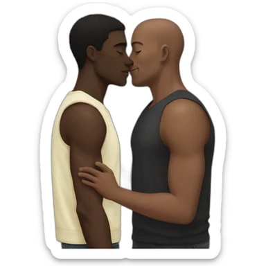 Black skin Guy kisses a taller Caucasian guy sticker