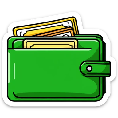 cartoon wallet with cash peeking out sticker