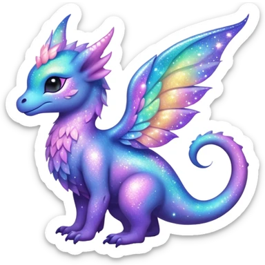 Pastel fantasy nebula glittery Randomly-faerie-drake-colored sparkly exotic Fakémon-creature sticker