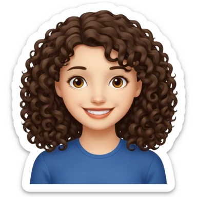 A brunette girl with medium-length curly hair. sticker