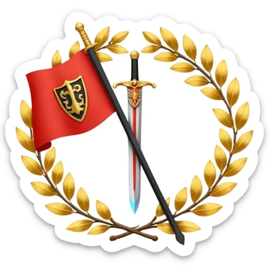 flag emoji two red diagonal stripes black stripe in middle golden sword in center with golden wreath sticker