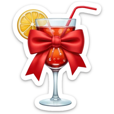 Red bow with a cup of drink sticker
