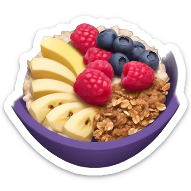 açai bowl topped with granola and banana and raspberries  sticker