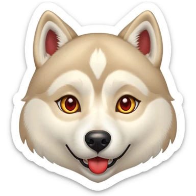 Husky, beige doré avec les yeux en forme de cœur Rouge, comme un emoji sticker