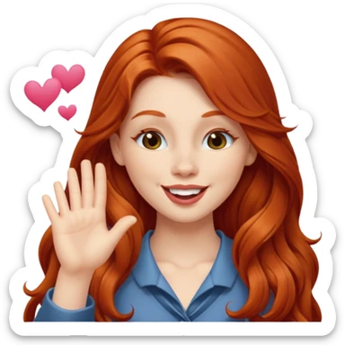 Long haired redhead winking & blowing kisses sticker