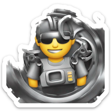 mecanico automotivo com ferramentas na mão sticker