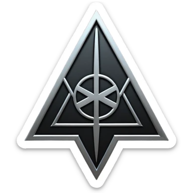 Emoji, dark futuristic occult sigil, symmetrical geometric shape, black metal, gothic cyber aesthetic, minimal flat design, sharp edges, centered, transparent background do not use any other colors but black sticker