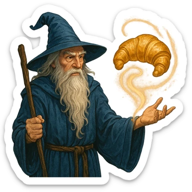A wizard who conjures up a croissant sticker