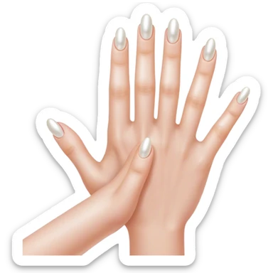 beautiful realistic female hand with five fingers with pearl manicure sticker