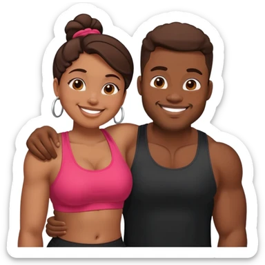 Black gym bro with a brown chubby woman in love sticker
